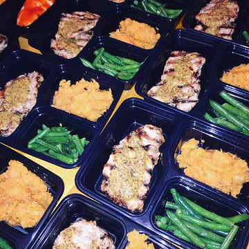 Grilled pork loin with maple mustard and bbq honey @flavorgod mashed sweet potatoes with lemon green beans - Nourish NB