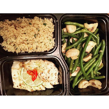 Garlic Couscous w citrus spicy Haddock w green beans and mushrooms - Nourish NB