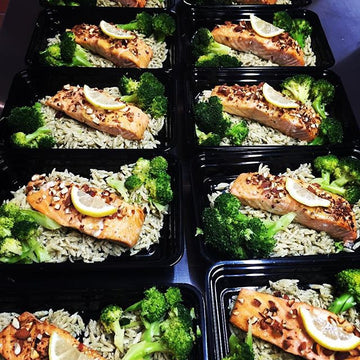 Citrus & Honey Glazed Salmon with Walnut Pesto Orzo and Broccoli - Nourish NB
