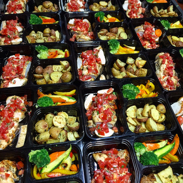 Roast Chicken Topped with Fresh Bruschetta & Baby Herbed Potatoes and Mixed Veg - Nourish NB