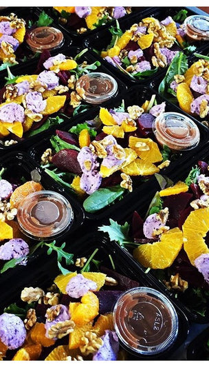Beet, Goat Cheese, and Walnut Salad with Blueberry Balsamic - Nourish NB